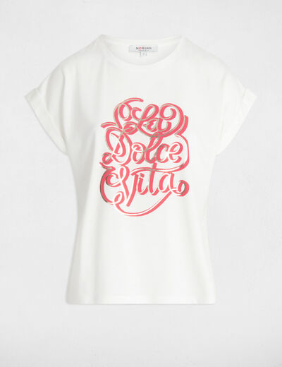 T-shirt mit Aufschrift weiss damen