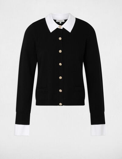 Gilet col chemise noir femme