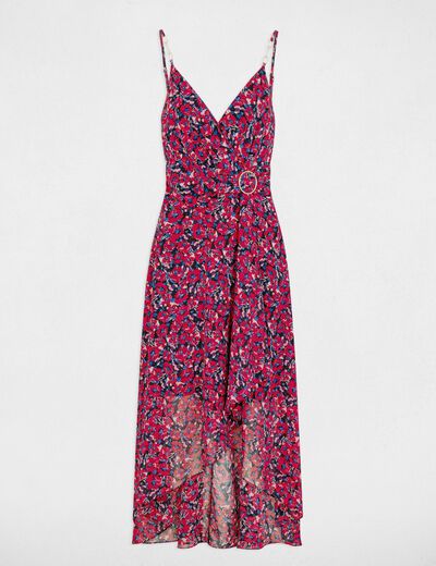 Robe longue imprimé abstrait rouge moyen femme