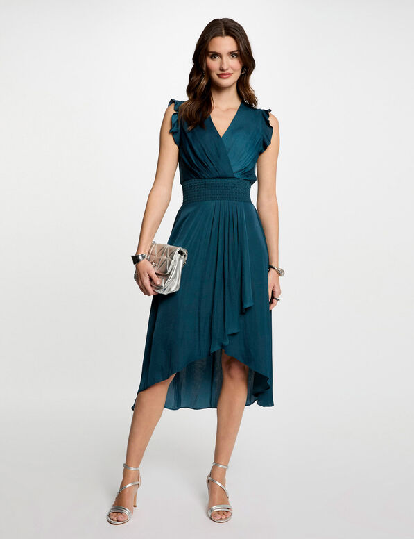 robe droite fluide sans manches bleu petrole femme Robe droite fluide sans manches bleu pétrole femme