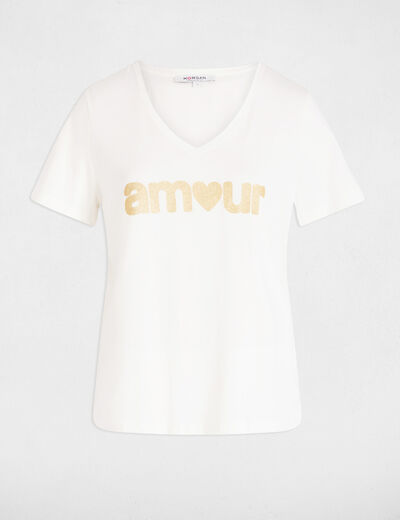 T-shirt mit Aufschrift weiss damen