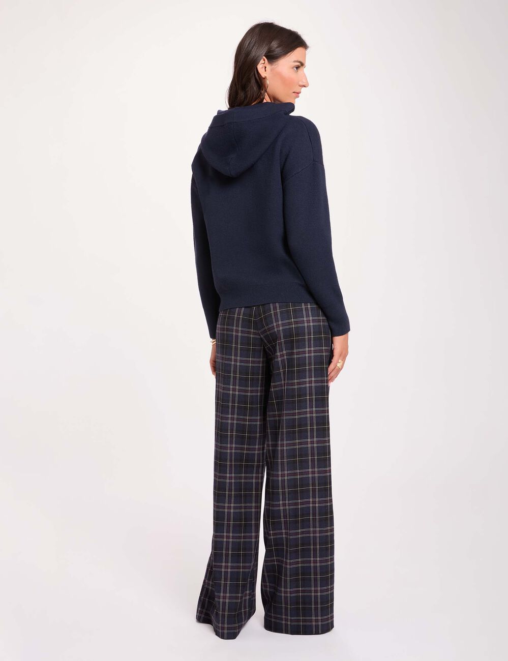 Weit geschnittene hochgeschnittene Hose mehrfarbig damen