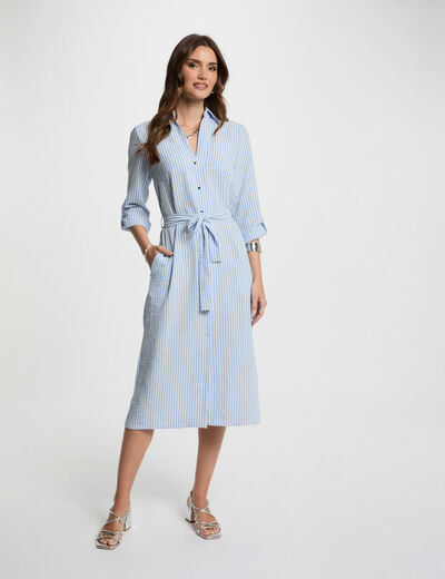 Robe droite rayée bleu femme