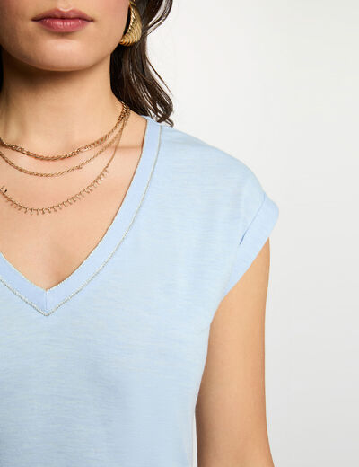 T-shirt manches courtes bleu ciel femme