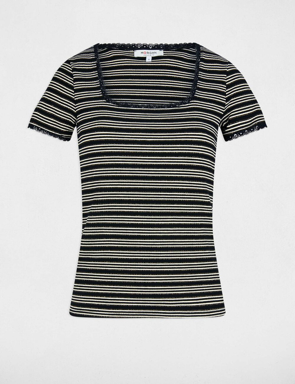 T-shirt manches courtes rayé noir femme