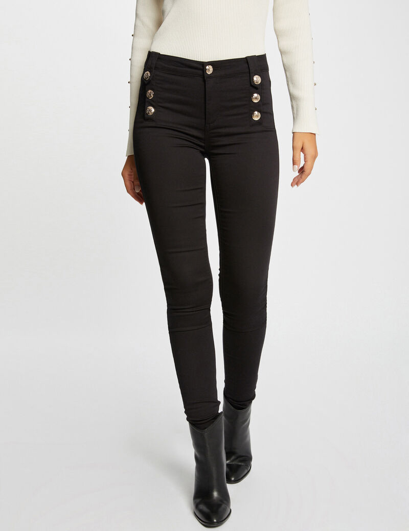 pantalon skinny avec boutons decoratifs noir femme Pantalon skinny avec boutons décoratifs noir femme
