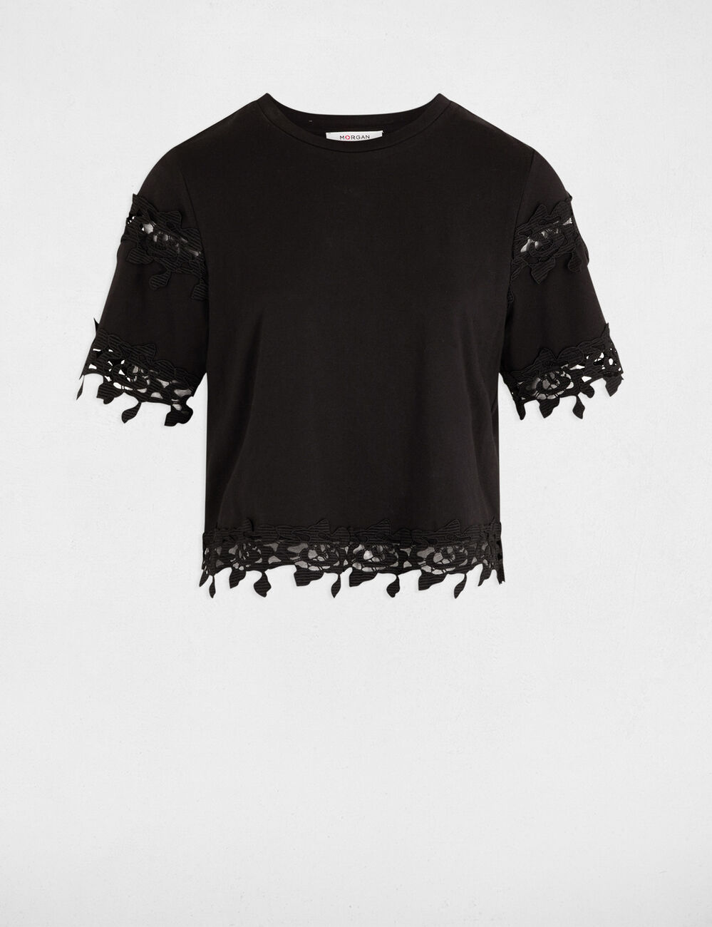 T-Shirt mit kurzen Ärmeln schwarz damen