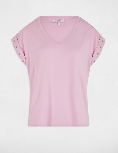 t shirt manches courtes clous rose pastel femme T-shirt manches courtes clous rose pastel femme