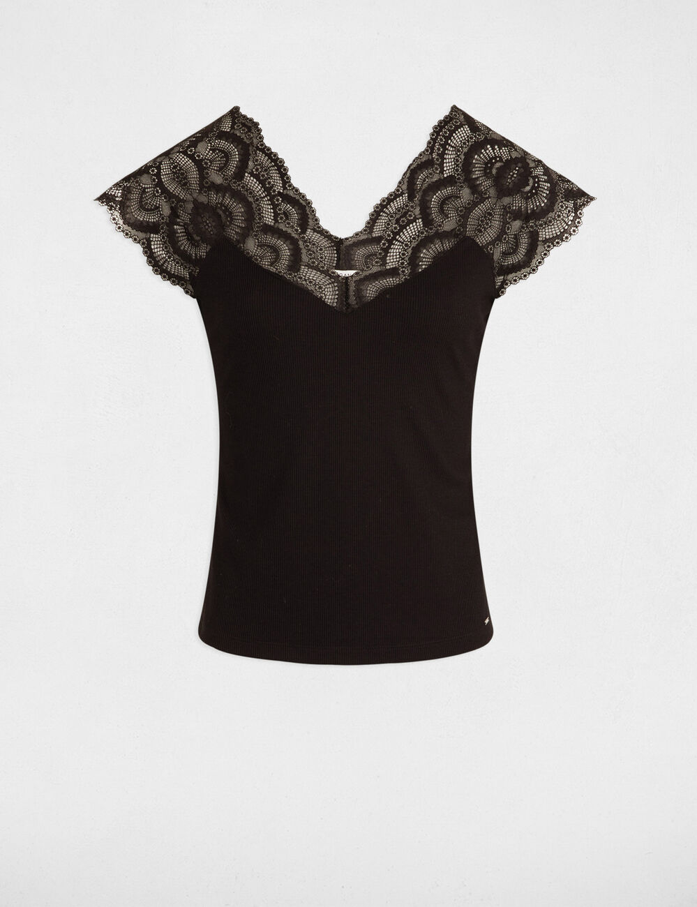 T-Shirt mit kurzen Ärmeln schwarz damen