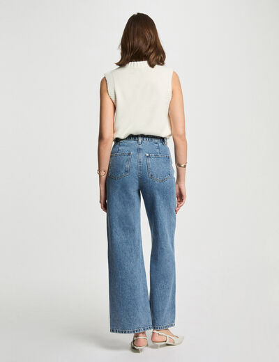 Pull sans manches blanc femme