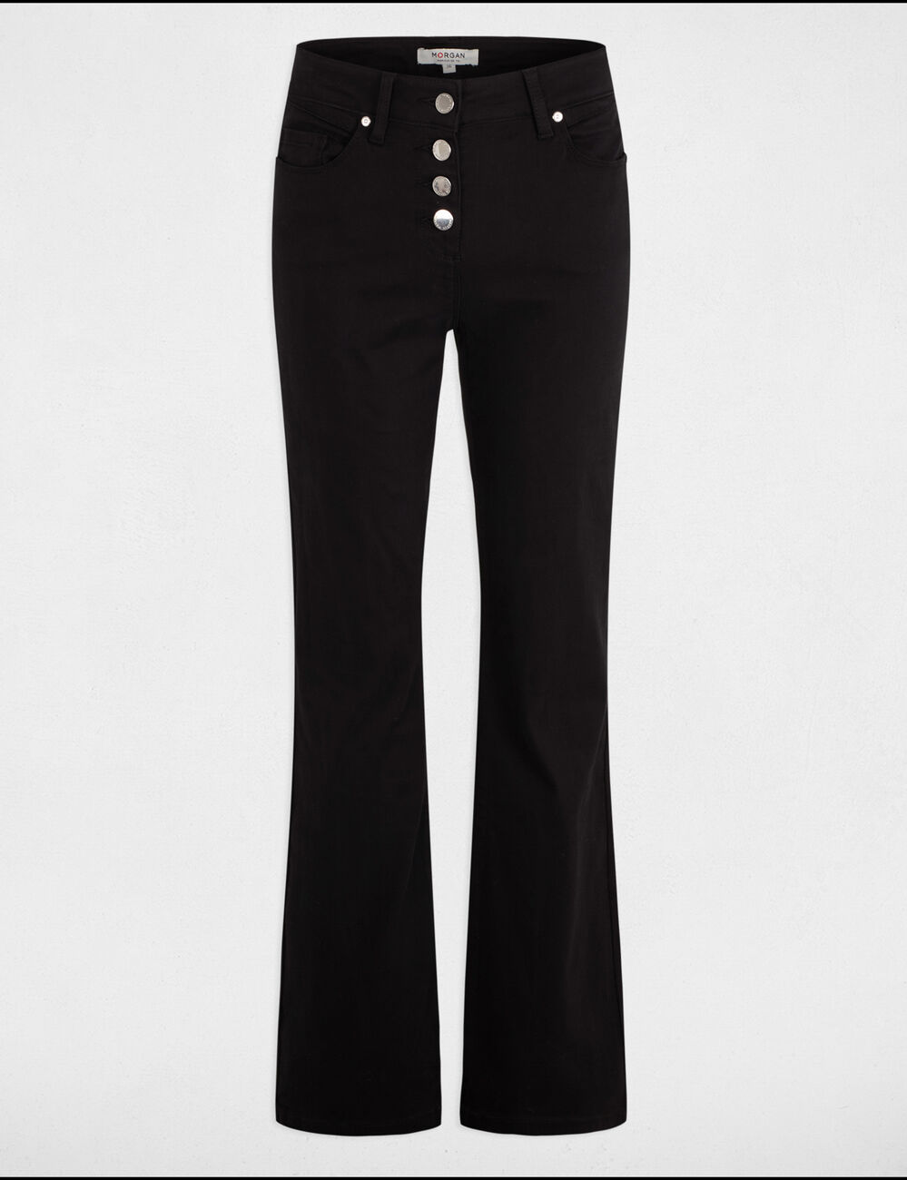 Pantalon bootcut boutonné noir femme