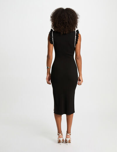 Robe tricot ajustée noir femme