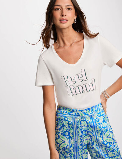 T-Shirt mit Aufschrift weiss damen