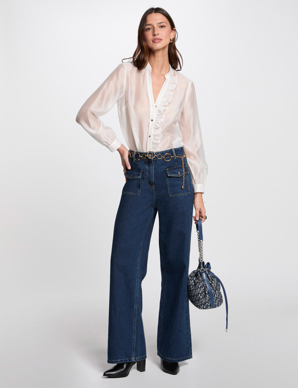 Chemise manches longues blanc femme