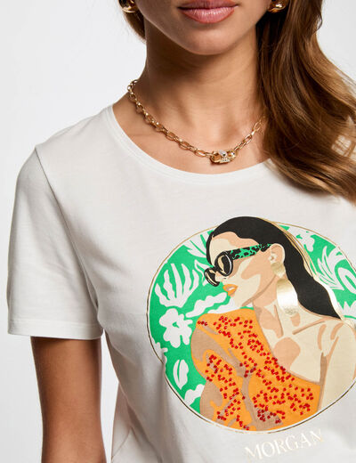 T-shirt mit Aufdruck weiss damen