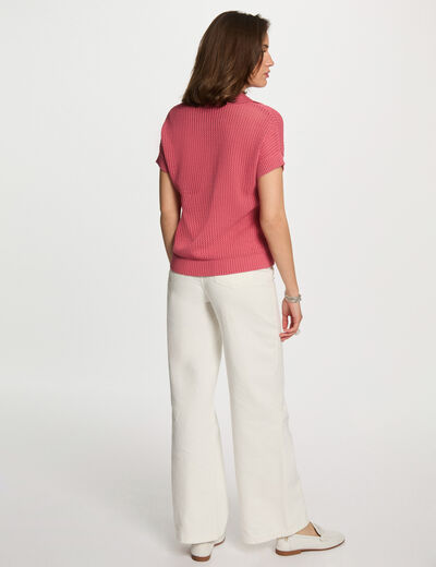 Rollkragenpullover mit Reißverschluss altrosa damen