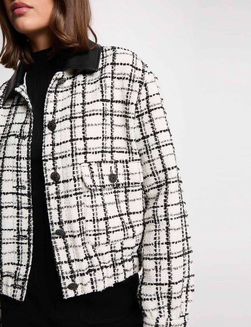 Oversize-Tweedjacke mehrfarbig damen