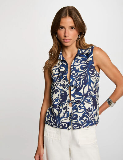 Chemise sans manches imprimée multicolore femme