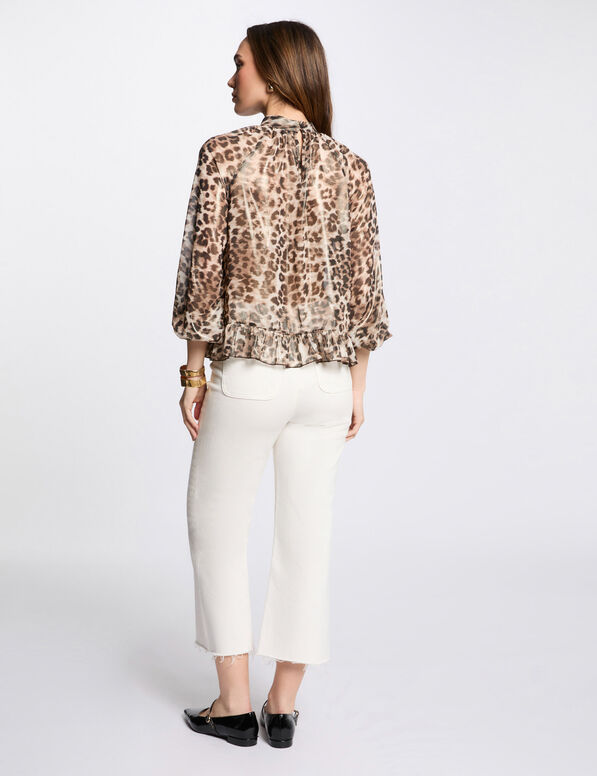 bedruckte bluse mit 34 armeln mehrfarbig damen Bedruckte Bluse mit 3/4-Ärmeln mehrfarbig damen