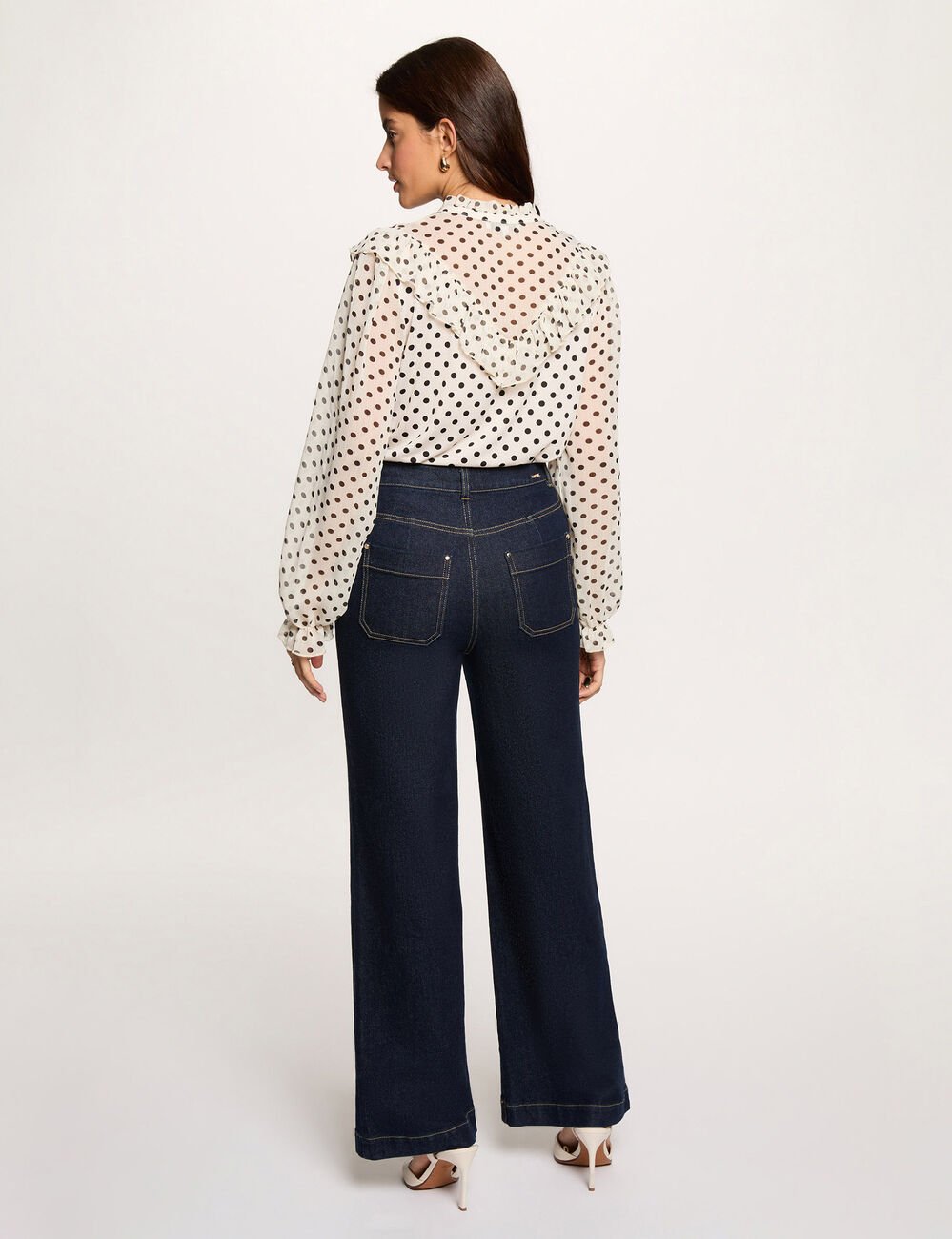 T-Shirt aus Voile mit V-Ausschnitt weiss damen