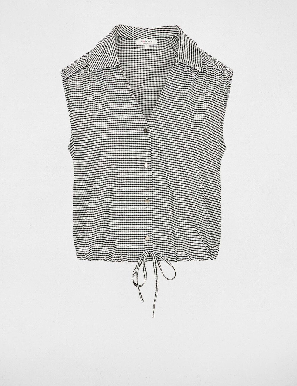 Chemise nou&eacute;e sans manches noir femme