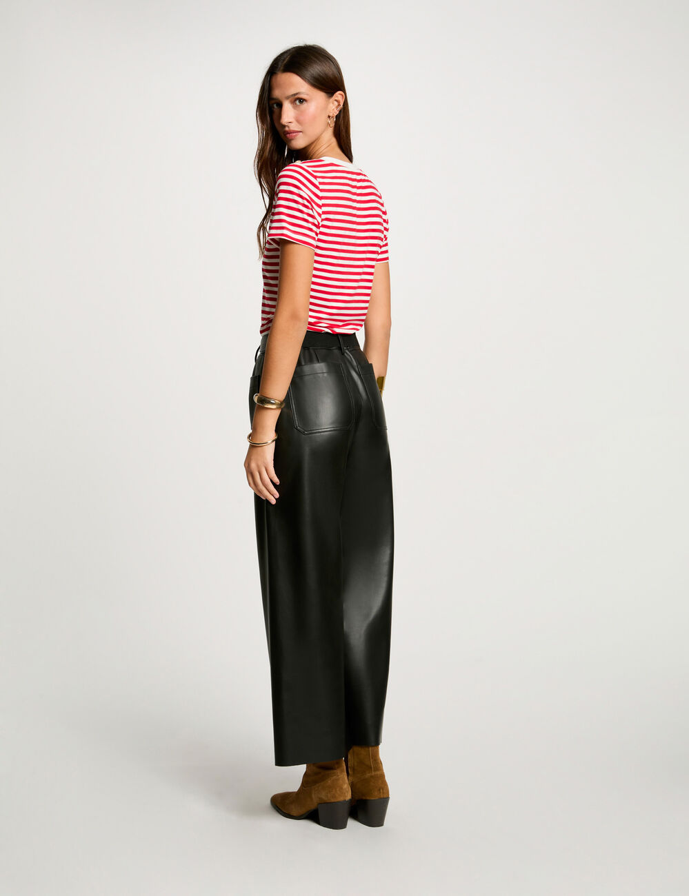 T-shirt manches courtes rayé blanc femme