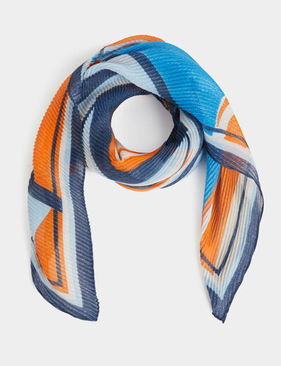 Foulard plissé imprimé multicolore femme