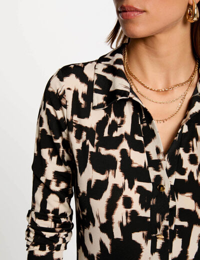 Langes gerades Kleid mit Print mehrfarbig damen