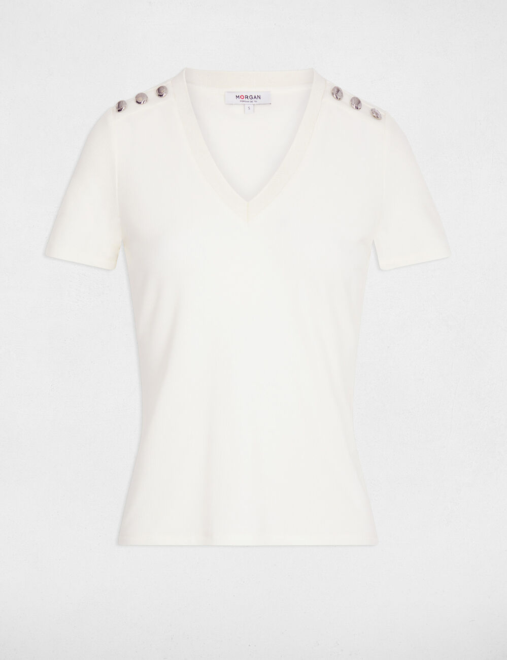 T-shirt manches courtes ivoire femme