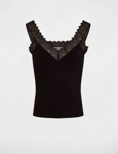Tanktop mit Spitze schwarz damen