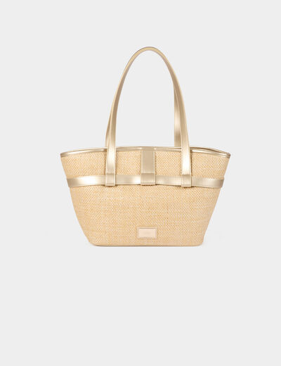 Sac cabas tressé beige femme