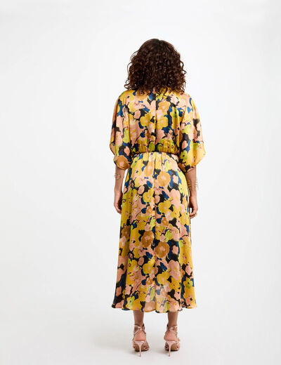 Robe midi droite imprimée multicolore femme
