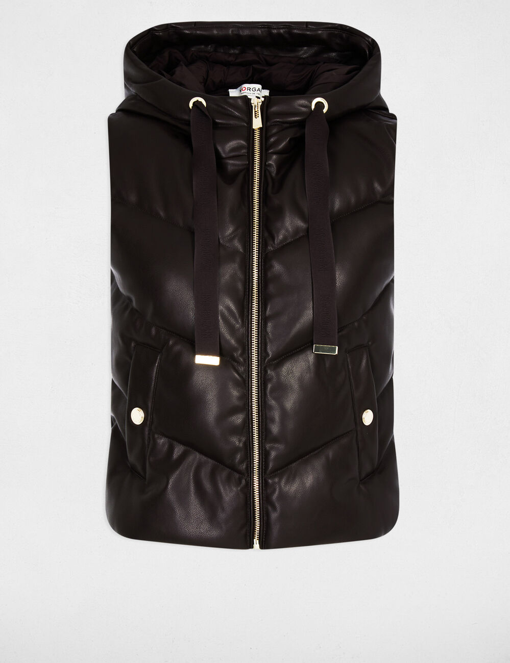 Gerade Daunenjacke mit Kapuze dunkelbraun damen