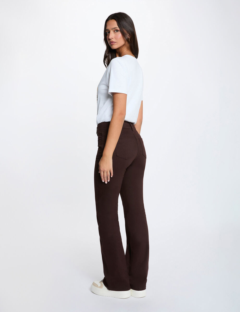 Pantalon bootcut marron fonc&eacute; femme