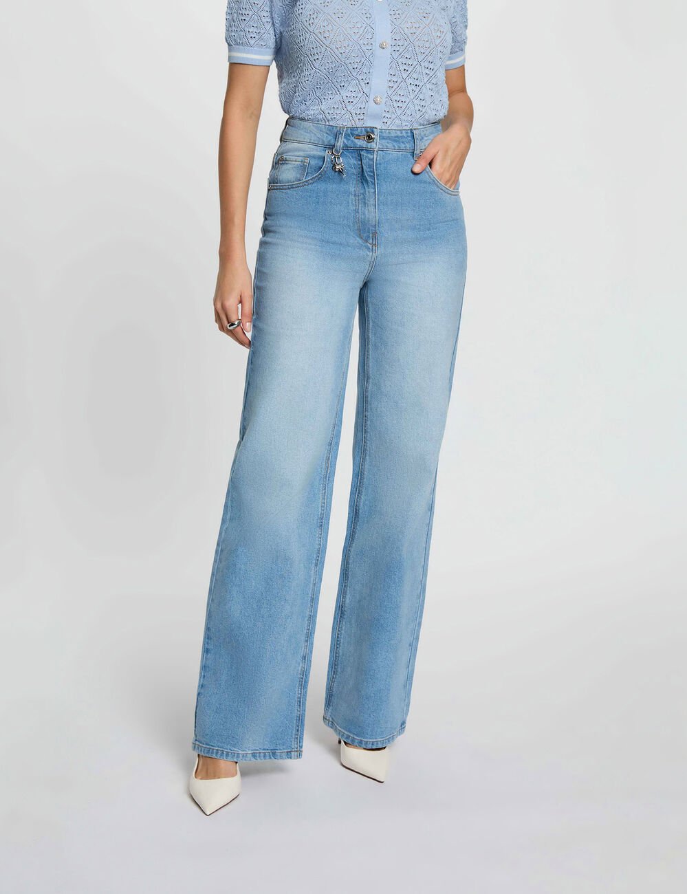 Weit geschnittene hochgeschnittene Hose double stone denim damen