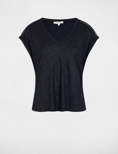 t shirt mit kurzen armeln und strass marineblau damen T-Shirt mit kurzen Ärmeln und Strass marineblau damen