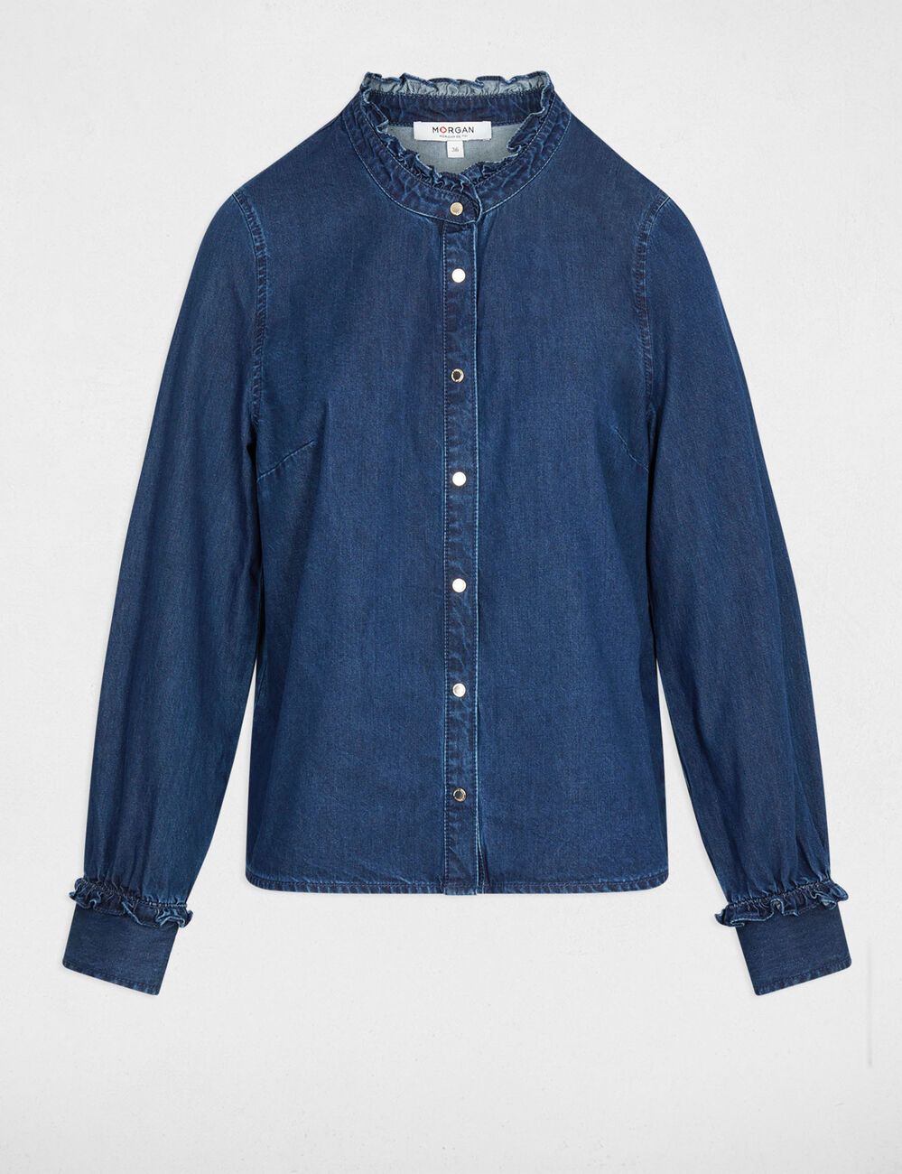 Hemd mit Stehkragen rohes denim damen