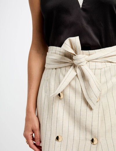 Jupe midi rayée beige femme