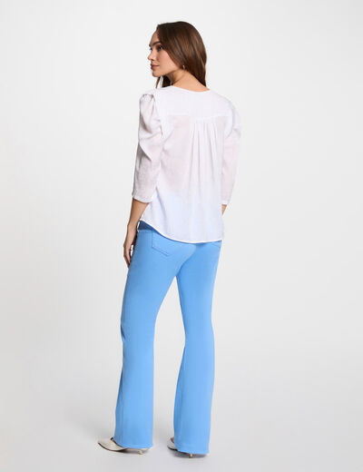 Chemise manches 3/4 blanc femme