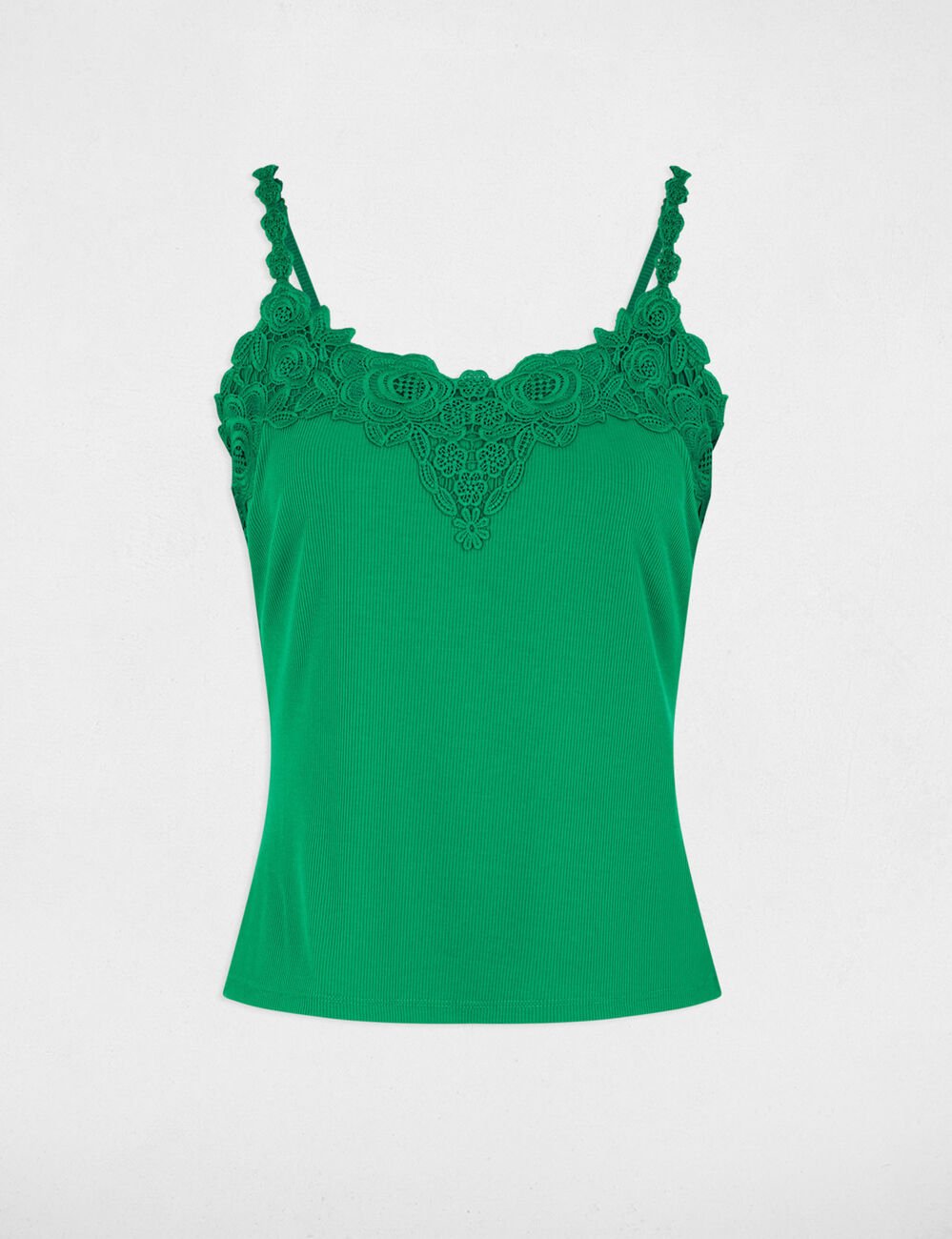 Spitzen-Top mit eckigem Ausschnitt wiesengr&uuml;n damen