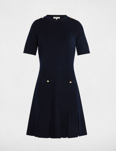 Robe courte trapèze bleu marine femme