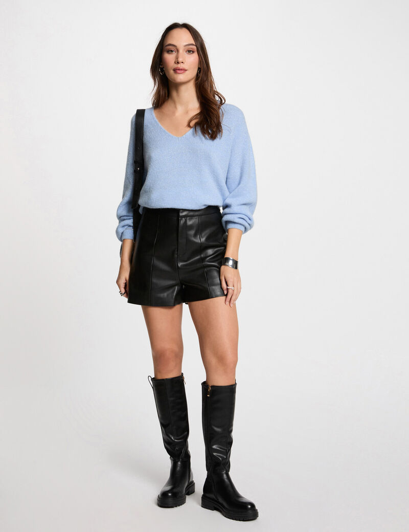 pull col en v bleu femme Pull col en V bleu femme