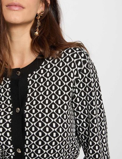 Gilet court jacquard noir femme