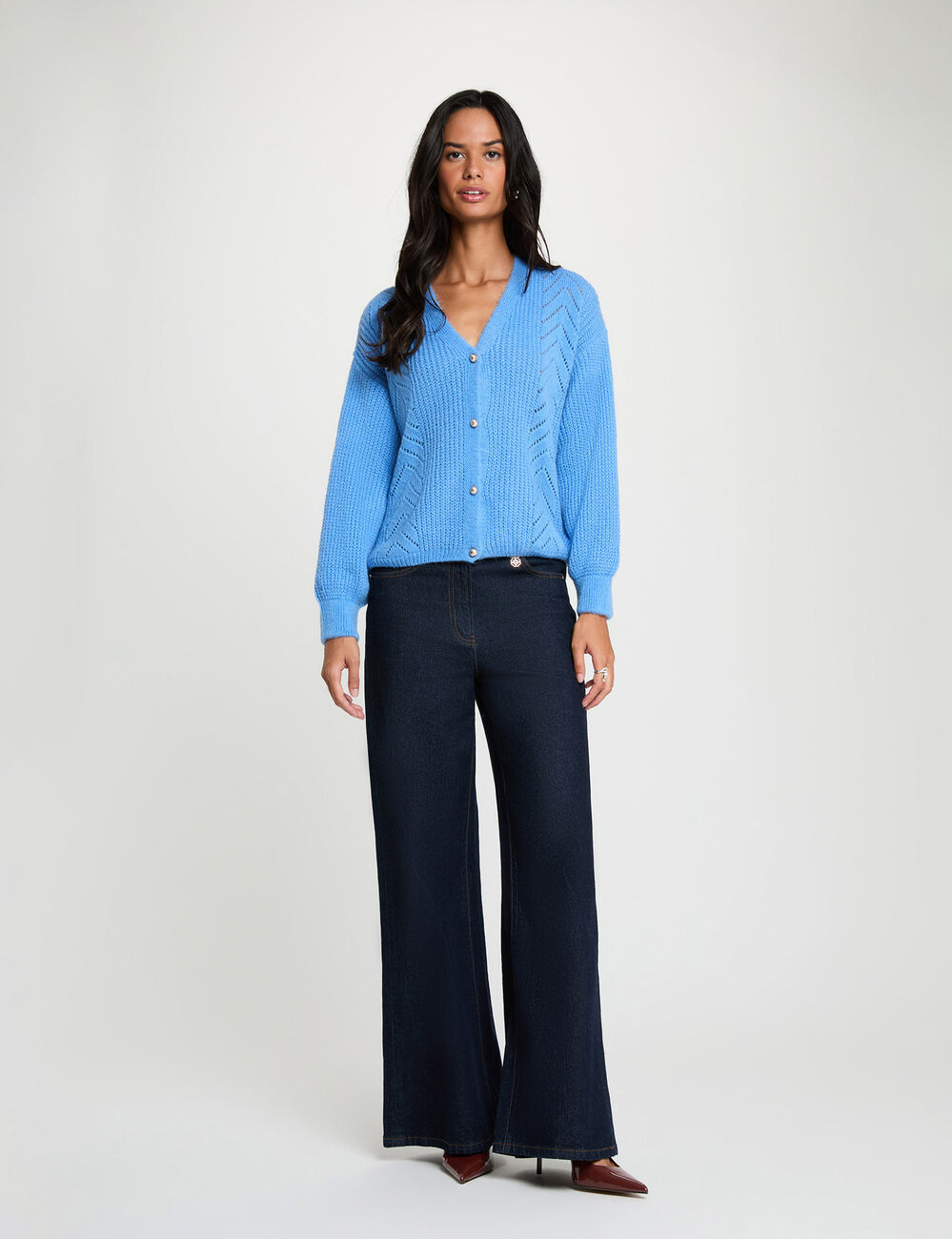 Cardigan mit V-Ausschnitt blau damen