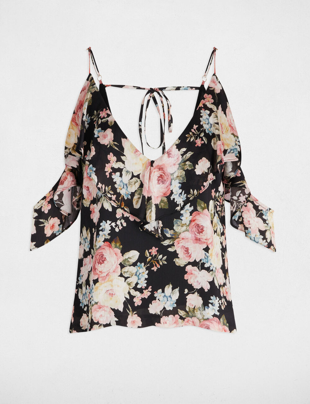 Top mit Print und Volants mehrfarbig damen