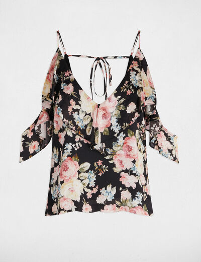 Top mit Print und Volants mehrfarbig damen
