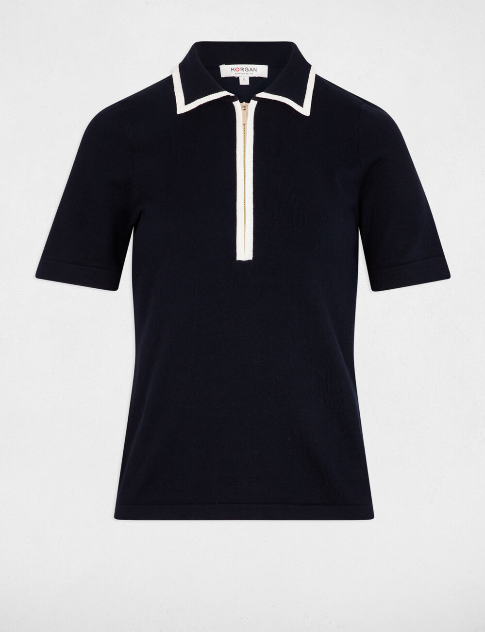 Poloshirt mit Reißverschluss marineblau damen