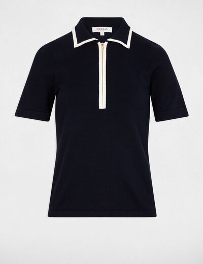 Poloshirt mit Reißverschluss marineblau damen