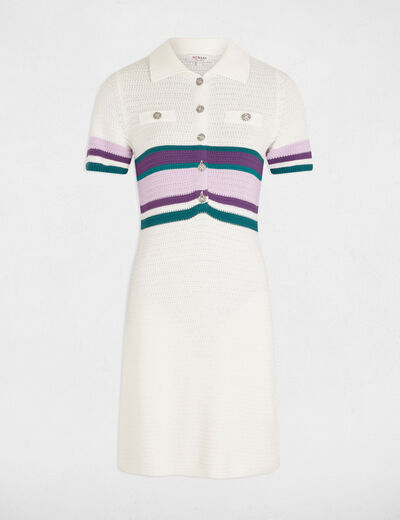 Eng anliegendes kurzes Strickkleid weiss damen