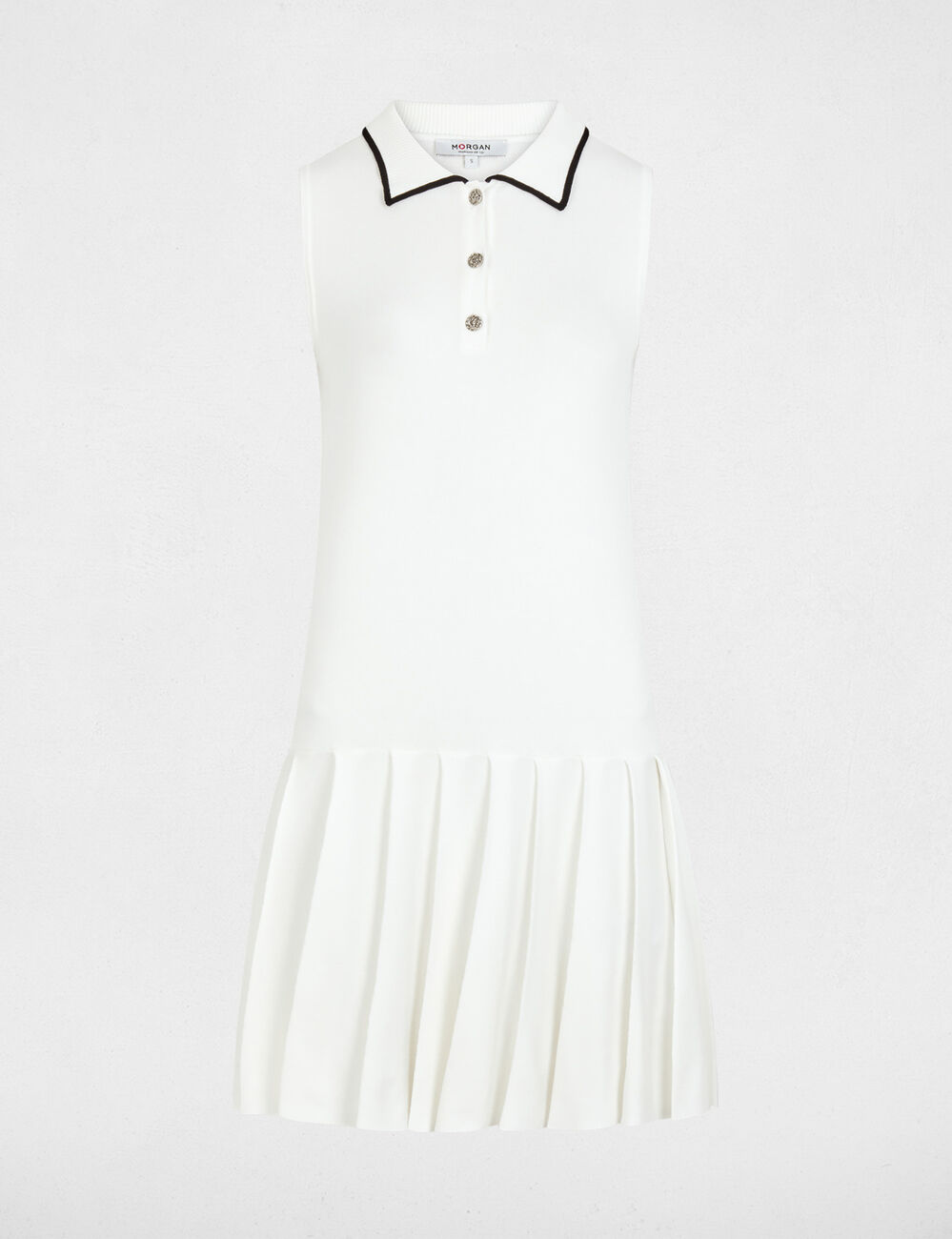 Strickkleid mit Reverskragen weiss damen